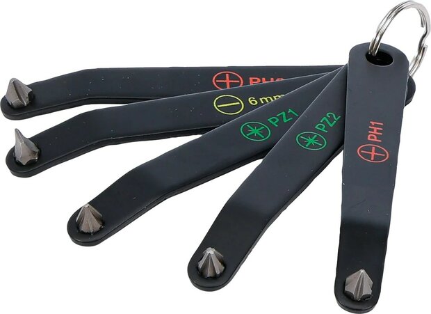 Speciale bitschroevendraaier extra plat Sleufkop SL kruiskop PH en PZ T-profiel (voor Torx) 5-dlg