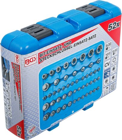 Bit- en dopsleutelset E-profiel / T-profiel (voor Torx) / T-profiel (voor Torx) mt boring / TP-profiel (voor Torx Plus) 52-dlg