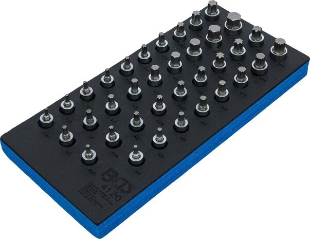 Bgs Technic Tool Tray 1/3: Bit dop Set  (1/2) internal hexagon, T-Star (voor Torx), Spline (voor XZN), Spline (voor RIBE) | 36 delig
