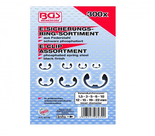 Bgs Technic Assortiment, borgringen, binnen, 300 delig