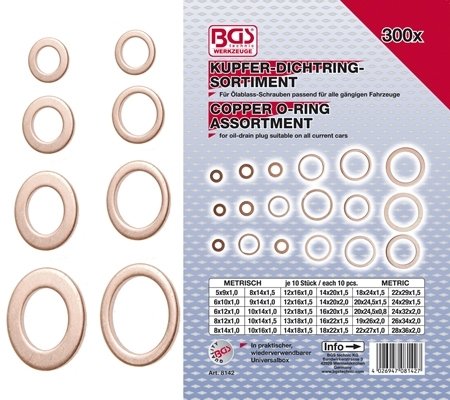 Assortiment afdichtringen koper 300-dlg