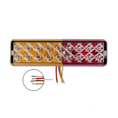 Achterlicht 12/24V 3 functies 135x38mm LED met houder zwart