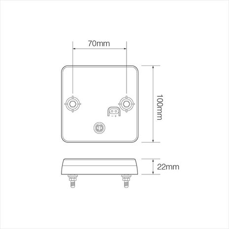 Achterlicht 12/24V 4 functies 100x100mm LED