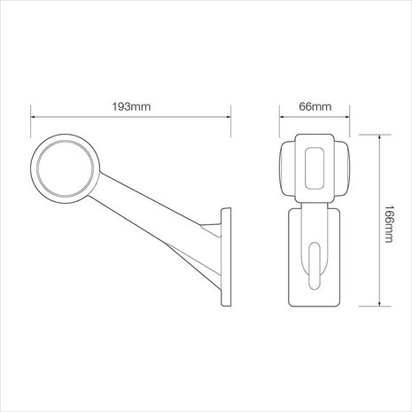 Breedtelicht 12/24V rood/wit 166x193mm LED links