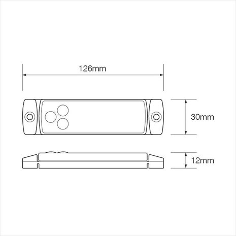 Markeringslamp 12/24V rood 126x30mm LED