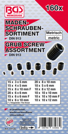 Bgs Technic Assortiment made-/inbusschroeven 160-delig