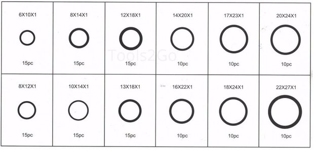 Koperring assortiment 150 delig