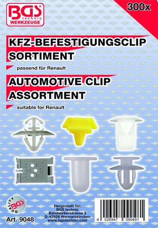 Bgs Technic Assortiment, bekledings clips voor Renault, 300-delig