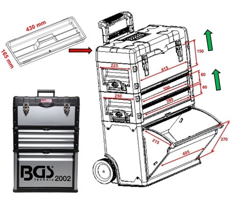 Bgs Technic Professioneel mobiel opslag station, 3 delig