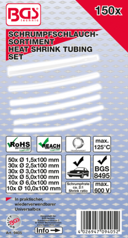 Bgs Technic Krimpkous assortiment Transparant 150 delig.