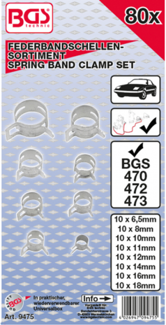 Bgs Technic Veerstrip slangklemassortiment 80 stuks.