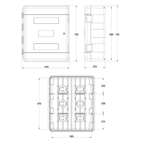 Gereedschapskast 75,0L / 27,0x61,6x73,5cm met 2 planken + cilinderslot