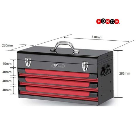 Glory red & black 3-drawer top chest (glossy paint)