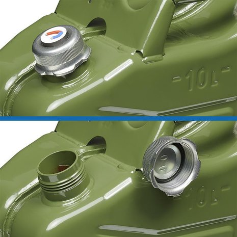 Jerrycan 10L metaal groen met magnetische schroefdop UN- & TüV/GS-gekeurd