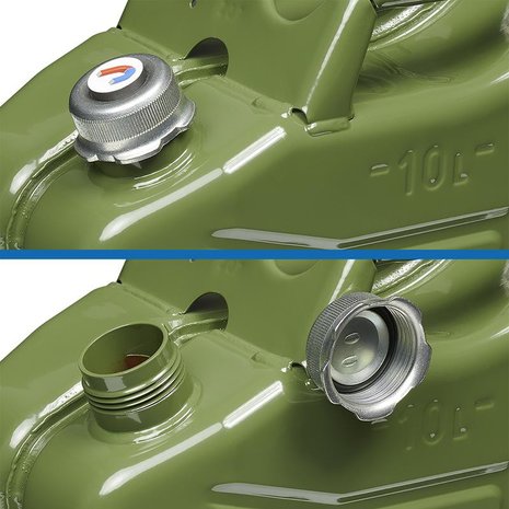 Jerrycan 10L metaal groen met magnetische schroefdop UN- TüV/GS-gekeurd