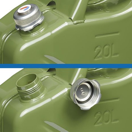 Jerrycan 20L metaal groen met magnetische schroefdop UN- & TüV/GS-gekeurd