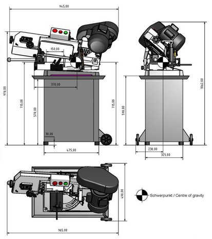 Mobiele bandzaag - daalvoeding diameter 128mm