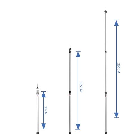 Tentstok telescopisch 3-delig 93-230cm - set van 2 stuks