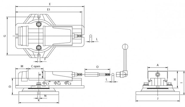 Mechanische freesklem extra grote bek opening 110mm