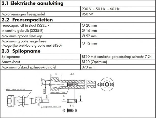 Boorfreesmachine digitale aflezing 480x175x370 mm