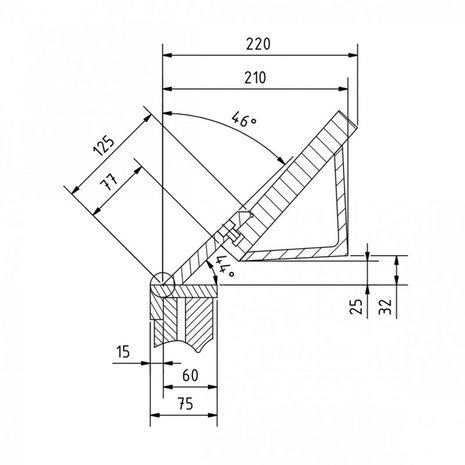 Plooibank 1020mm - gesegmenteerd bovenmes