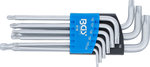 Stiftsleutelset T-profiel (voor Torx) met kogelkop T10 - T50 9-dlg
