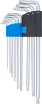 Stiftsleutelset extra lang T-profiel (voor Torx) met kogelkop T10 - T50 9-dlg