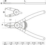 Bgs Technic Borgveertang voor externe / interne circlips verwisselbare tips 180 mm