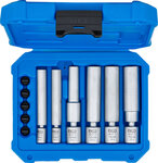 Set cardan-dopsleutels voor bougies (voorverwarming en ontsteking) (1/4) / (3/8) 8 - 9 - 10 - 12 - 14 - 16 mm 11-dlg