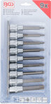 Dopsleutelbitset (1/2) T-profiel (voor Torx) met boring 9-dlg