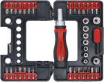 Bit-/dopsleutelset met rateldraaigreep voor bits, omschakelbaar 38-dlg