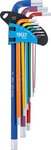 Stiftsleutelset meerkleurig extra lang binnenzeskant 1,5 - 10 mm 9-dlg