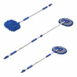 Wasborstel chenille microvezel telescopische steel 1,65 m blauw