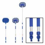 Wasborstel chenille microvezel telescopische steel 1,65 m blauw