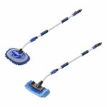 Wasborstel telescopische steel 1,90 m met chenille microvezel en 3D wasborstelkop