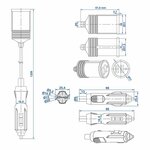 Verlengkabel 1M met USB lader 2-weg type A 12V/24V