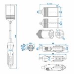 Verlengkabel 1M met USB lader 2-weg type A 12V/24V in blister