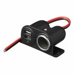 Opbouw-sigarettenaanstekerdoos + 2xUSB type A 12V/24V in blister