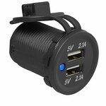 USB-inbouwdoos tweevoudig type A 2x2100mA 12V/24V in blister