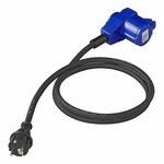Verloopkabel 150cm 3x2,5mm² van Schuko stekker naar haakse CEE contrastekker + Schuko stopcontact