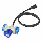 Verloopkabel 150cm 3x1,5mm² van Schuko stekker naar 1xCEE + 2xSchuko stekkerdoos
