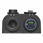 Opbouw kit: 12V stekkerdoos + USB snellader type A + C 2-weg 3A
