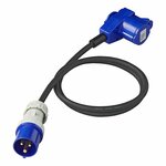 Verloopkabel 150cm 3x2,5mm² van CEE stekker naar haakse CEE contrastekker + Schuko stopcontact