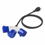 Verloopkabel 150cm 3x1,5mm² van Schuko stekker naar 3xCEE