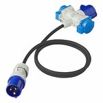 Verloopkabel 150cm 3x1,5mm² van CEE stekker naar 2xSchuko + 1xCEE stekkerdoos