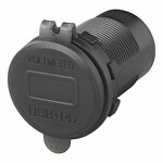 USB-inbouwdoos drievoudig met 2x type A en 1x type C + voltmeter