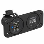 Inbouw kit: voltmeter 6-30V + USB poort dubbel type A 2x2100mA in blister
