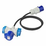 Verloopkabel 150cm 3x2,5mm² van CEE stekker naar 2xSchuko + 1xCEE stekkerdoos