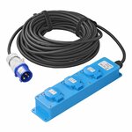 CEE 3-weg Schuko stekkerdoos 20M 3x 1,5 mm²