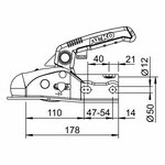 Kogelkoppeling AK270 rond  dia 35/40/45/50 mm 2700 kg met slot en safety-ball